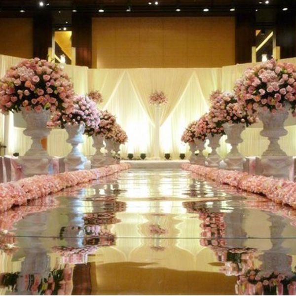 Decoração de festa 10m por lote de 1,2m de largura Silver Mirror Carpet Runner para favores de casamento romântico 2022 chegada