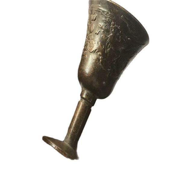 

chinese bronze statue old copper dragon and phoenix wine glasses, Black