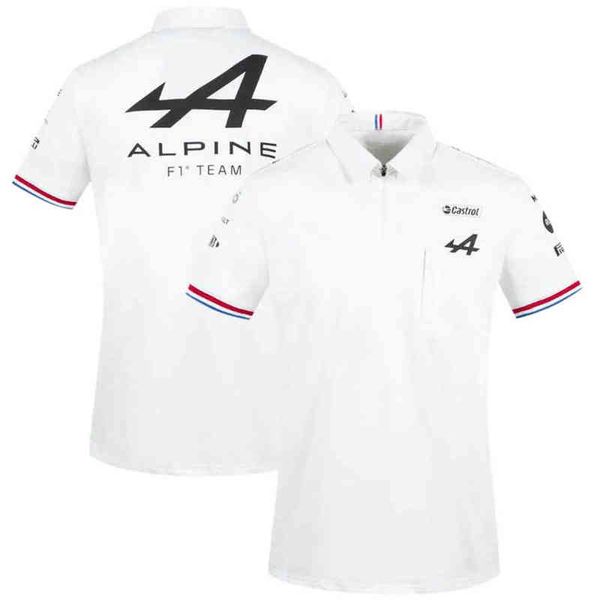 

motorsport season alpine team a racing polo shirt white black breathable teamline short sleeve t-shirt car fan clothing