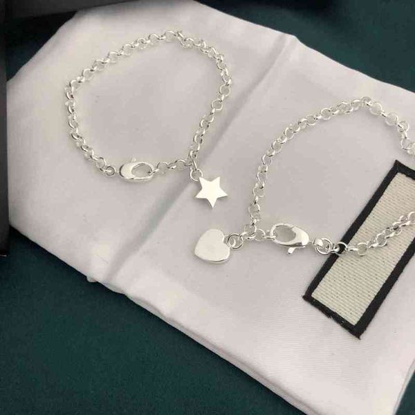 

s925 sterling silver ancient little love star bracelet female lovely fresh peach heart double-sided tassel, Golden;silver