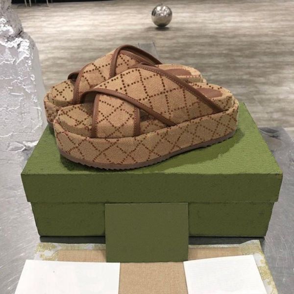

luxury designer platform slippers fashion women shoes thick bottom high heel sandals letter embroidery slides lady wedges beach sandal, Black