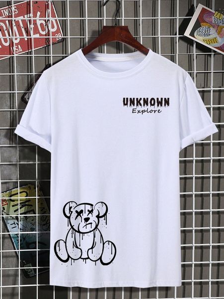

men bear & letter graphic tee m4ht#, White;black