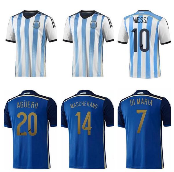 

2014 2015 world cup retro argentina away 10 messis soccer jerseys 14 15 7 di maria 9 higuain 20 aguero 14 mascherano lavezzi football shirt, Black;yellow