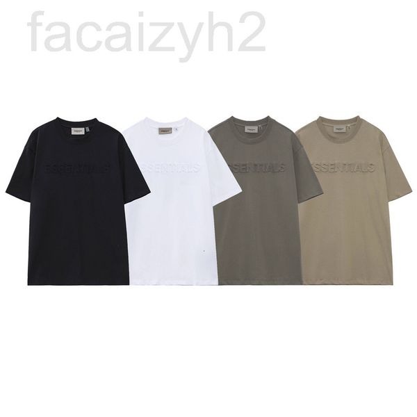 

men's t-shirts designer 2022 spring and autumn new fog double thread essentials three-dimensional relief letters loose high street shor, White;black