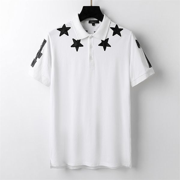 

brand polo new trendy designer men's t-shirts summer fashion breathable short sleeve lapel casual 66, White;black