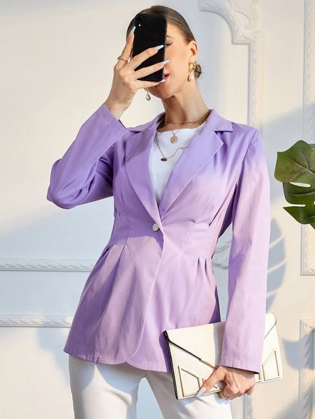 

plicated detail single button blazer x7lw#, White