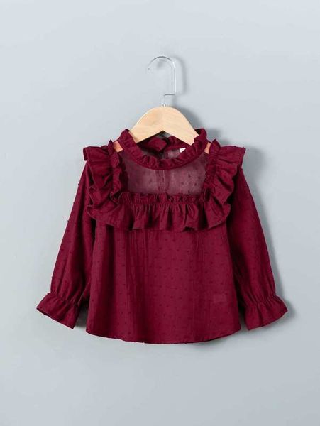 

little girl's cloth point ruffle mesh shoulder shirt she, White;black