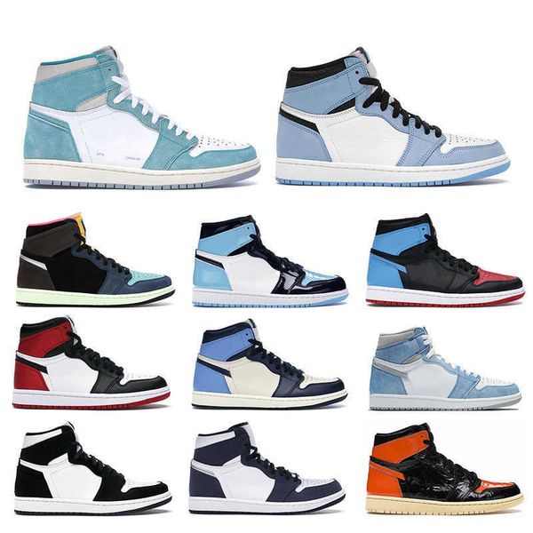 

2022 basketball shoes jumpman university blue royal toe unc obsidian bloodline court purple white 1 1s sport sneakers size 36-46, Black