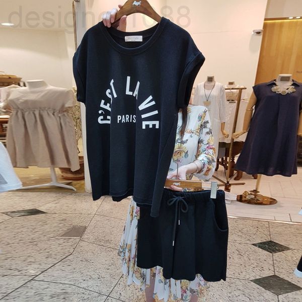 

two piece dress designer korean 2022 summer women's new ins short sleeve printed t-shirt high waist slim shorts casual sportswear fashi, White