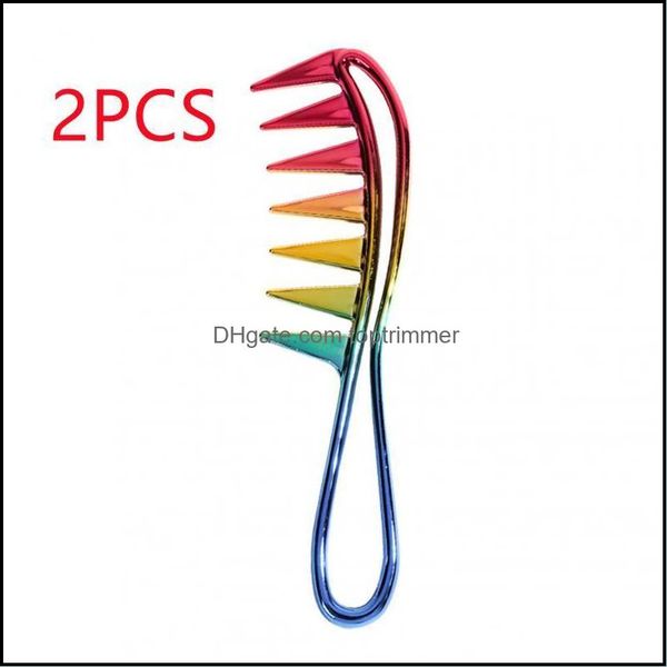 

hair brushes care styling tools products retro oil head wide tooth comb electroplating barber shop colorf smooth texture fluffy drop deliv, Silver