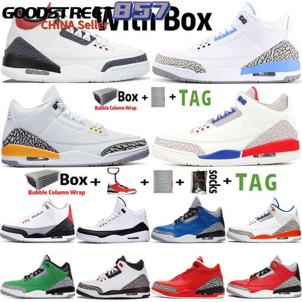 

2022 high jumpman 3 og 3s mens basketball shoes unc denim fire red katrina international fligh black cat retros sneakers trainers size 13