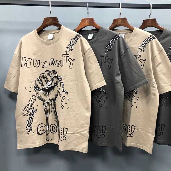 T-shirt da uomo T-shirt grafiche T-shirt oversize Harajuku T-shirt in cotone retrò lavato T-shirt Hip-Hop Graffiti T-shirt da uomo Streetwear Estate Panno vintage