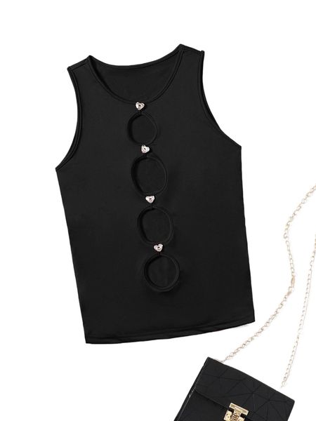 

rhinestone detail cutout tank v6ve#, White