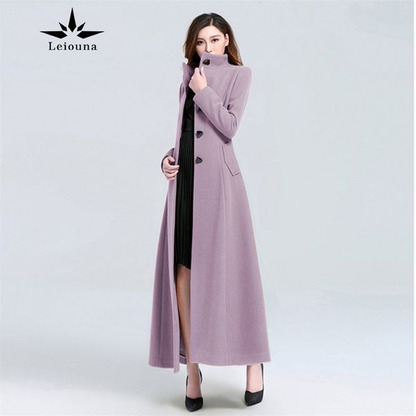 

leiouna solid full slim plus size xxxl long seelve 2020 fashion new mandarin winter coat women overcoat female girls outwear lj201110, Black