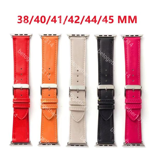 Lüks saat kayışları Serisi 38 40 42 44 mm 4 3 2 1 5 6 Bant deri bilezikler moda saat grupları kadınlar erkek at tasarımı turuncu