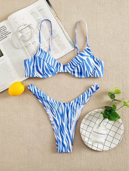 

zebra stripe push up bikini swimsuit d6y3#, White;black