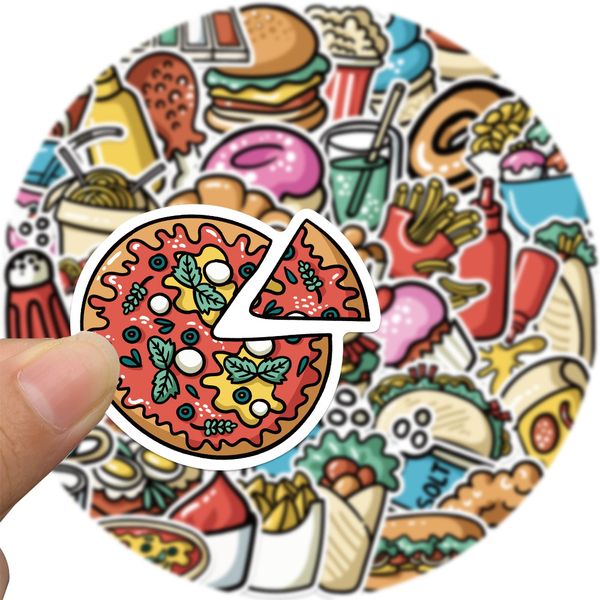 

44pcs delicious food stickers non-random for car bike luggage sticker lapskateboard motor water bottle snowboard wall decals kids gifts