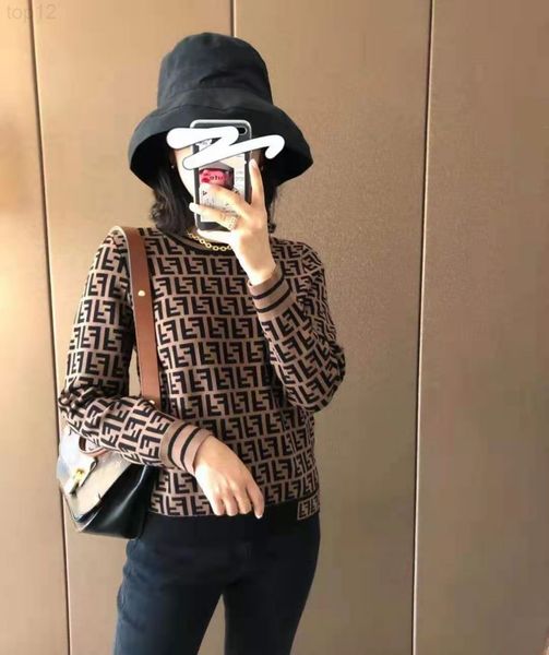 

designer 21 new embroidered double f letter sweater women's pullover loose long sleeve versatile casual knitted bottomed 2022, White