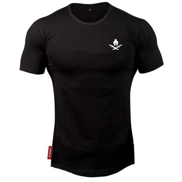 

clothing fitness running t shirt men oneck tshirt cotton bodybuilding sport shirts gym men t shirt 220615, White;black