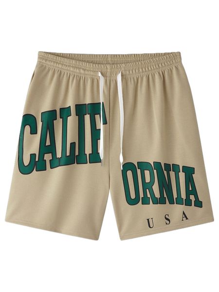 

men letter graphic drawstring waist track shorts v79n#, White;black