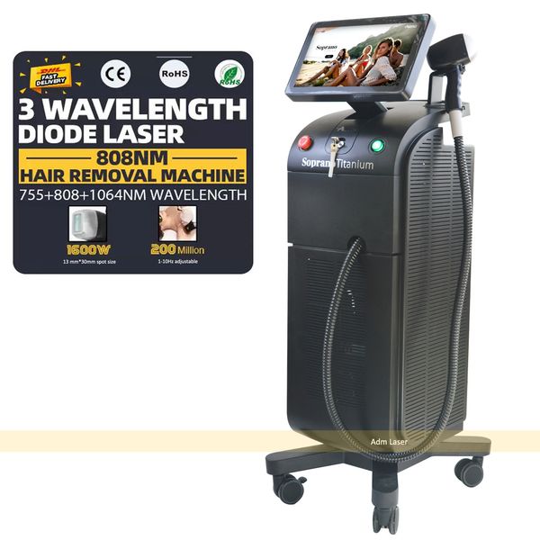 

new arrivial 808nm diode laser hair removal machine with large spot size faster treatment, Black