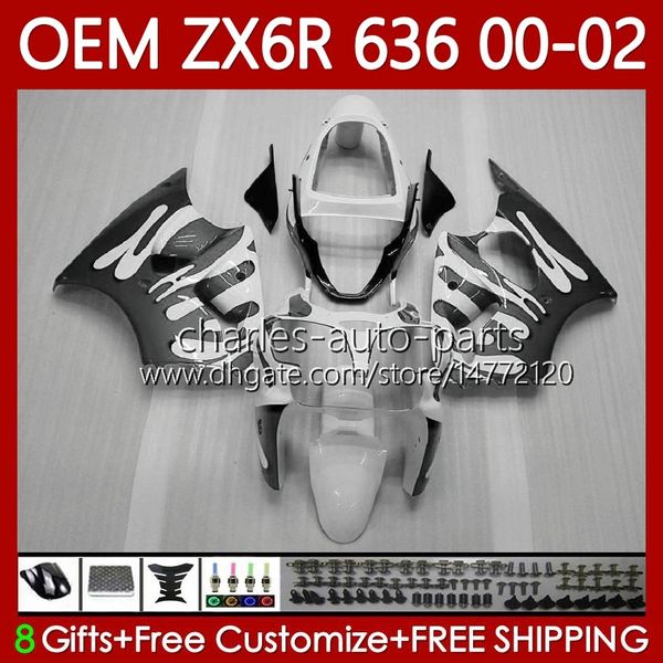 Kit corpo OEM per KAWASAKI NINJA ZX-6R ZX-636 ZX-600 ZX 6R 600 CC 6 R ZX6R Grigio bianco 00 01 02 133No.229 ZX 636 600CC ZX636 2000 2001 2002 ZX600 2000-2002 Carenatura iniezione