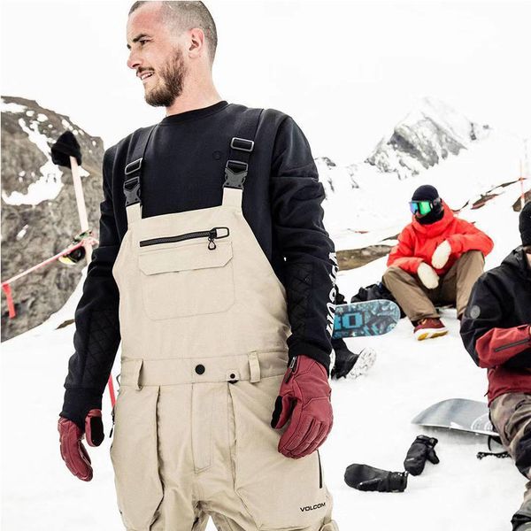 

dmt.pstvm men ski pants with straps black khaki waterproof jumpsuittrousers broadcloth long pants thickening long pants man 201203