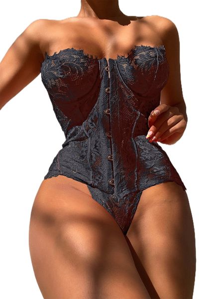 

eyelash lace front close lace-up shapewear set q4sk#, Black;red