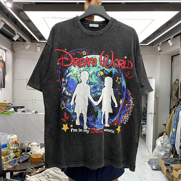 

vintage t shirt washed men women earth print tee oversize short sleeve real pics, White;black