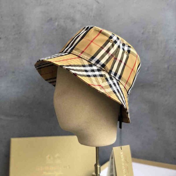 

ball caps burbrerys family b classic high order striped plaid fisherman hat men's and women's leisure business outdoor sunshade ba, Blue;gray
