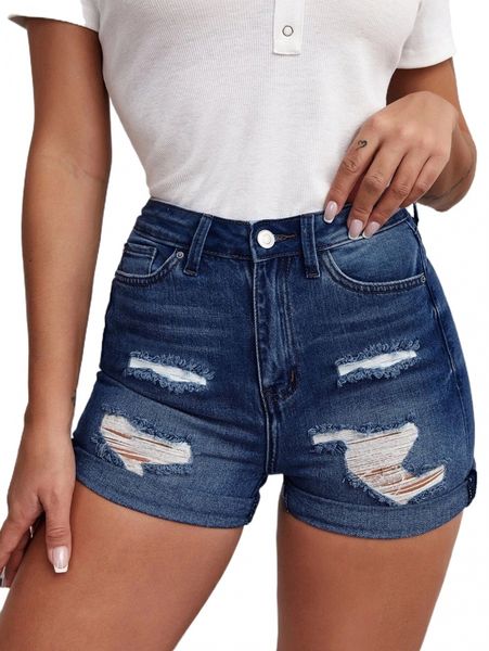 

bleach wash ripped roll hem denim shorts o0p4#, White;black
