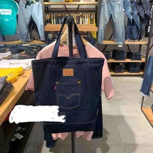 

shopping bags li weisi dark blue denim shoulder bag handbag ds5440-0002s 220420