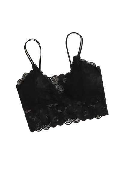 

floral lace scallop trim bralette x5rx#, Black;red