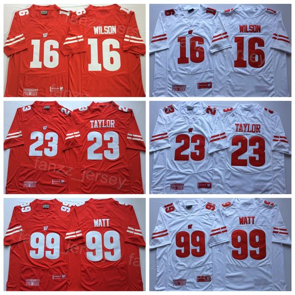 Universidade de Futebol da NCAA College 16 Russell Wilson Jersey 99 JJ Watt 23 Jonathan Taylor All Stitched Team Red White para fãs de esportes de qualidade superior na venda