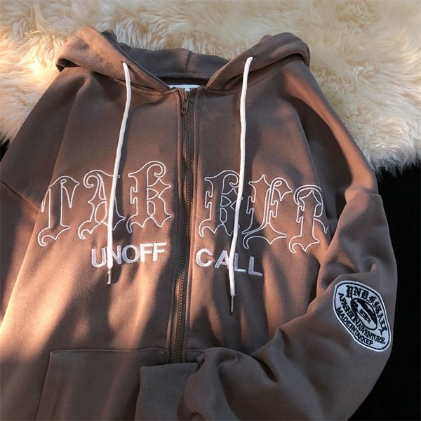 

y2k gothic character embroidery oversize zip up hoodies auttumn winter long sleeve sweatshirt casual hooded jacket streetwear 220721