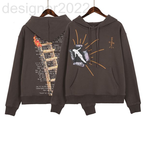 

men's hoodies & sweatshirts designer winter hip hop fashion brand flame ladder plush men's and women's couple jacket r1u7, Black