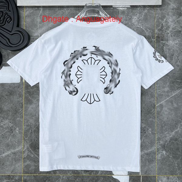 

loose luxury mens t shirts ch brand fashion men tees horseshoe cross designer tshirts summer women shirt classic man hip hop sweater sanskr, White;black
