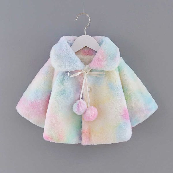 

children's tie dyed color wool clothes baby plush coat girl's small shawl, Blue;gray