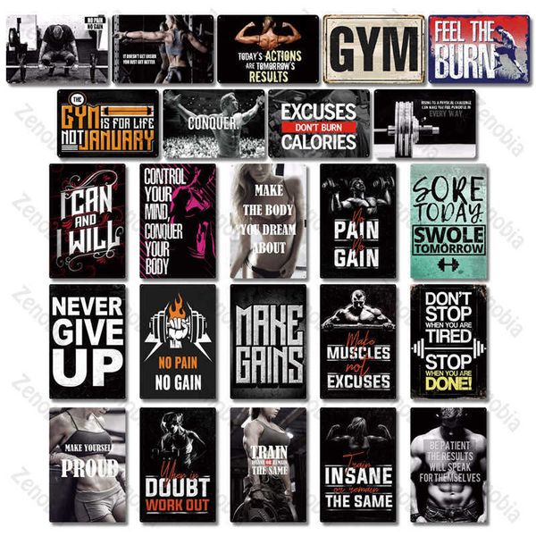 

gym sign metal poster plaque metal work out wall decor for man cave gym decorative plate