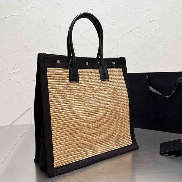 

beach woven tote bag women summer handbag designer shoulder bucket leather luxury crossbody female shopping purses 220412