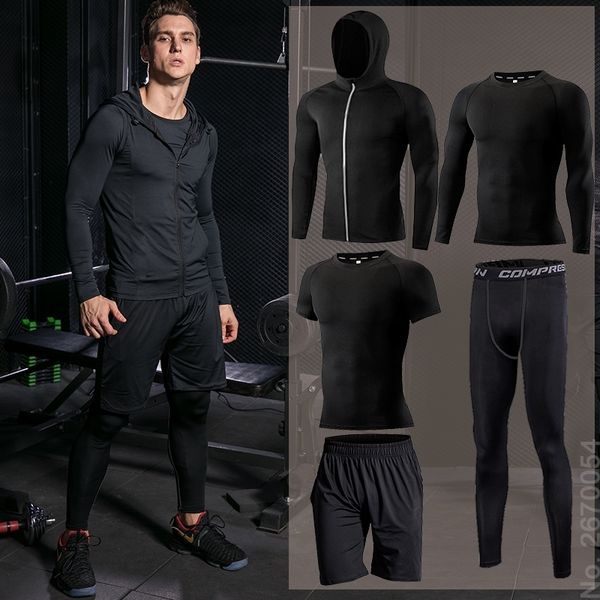 Uomo Running Compressione Tuta sportiva Calcio Basket Ciclismo Fitness Sport Felpa attillata Set di abbigliamento Felpe con cappuccio da esterno W220418