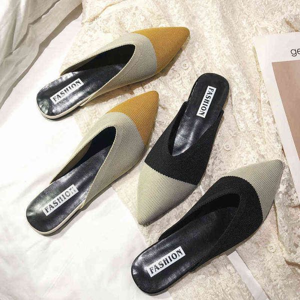Pantofole lavorate a punta a punta Donna Mesh traspirante Scivoli estivi Sandali alla moda Ciabatte casual Scarpe piatte Primavera Plus Size 220615