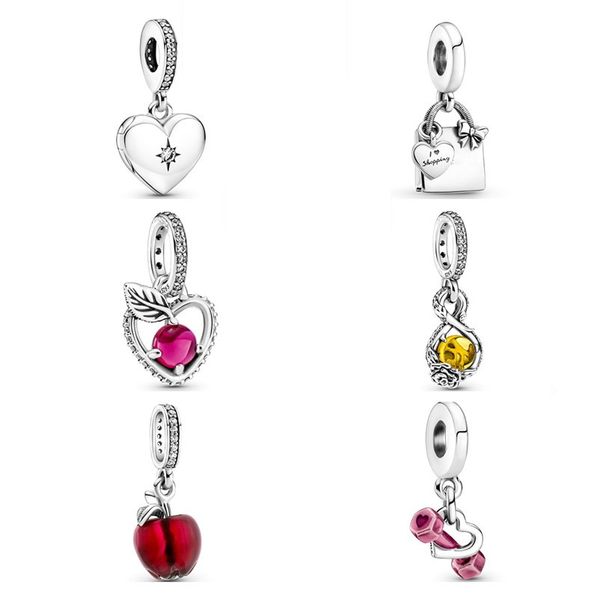 925 Silver Fit Pandora Charm 925 Bracelet Новая медсестра Love Forever Lock Heart Charms Set Подвеска Diy тонкие бусинки украшения