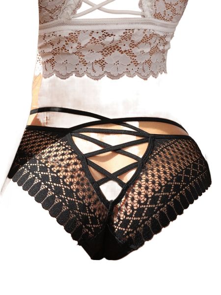 

floral lace panty l8pe#, Black;red