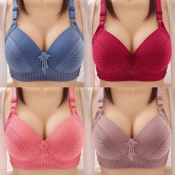 Reggiseno di grandi dimensioni senza anello in acciaio Sezione sottile Intimo che riceve il seno Ricamo da donna Supporto superiore Anti-rilassamento L220726