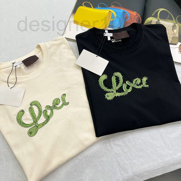 

women's hoodies & sweatshirts designer correct version luo jia 22 new cactus embroidered short sleeve t-shirt for men and women 340z, Black