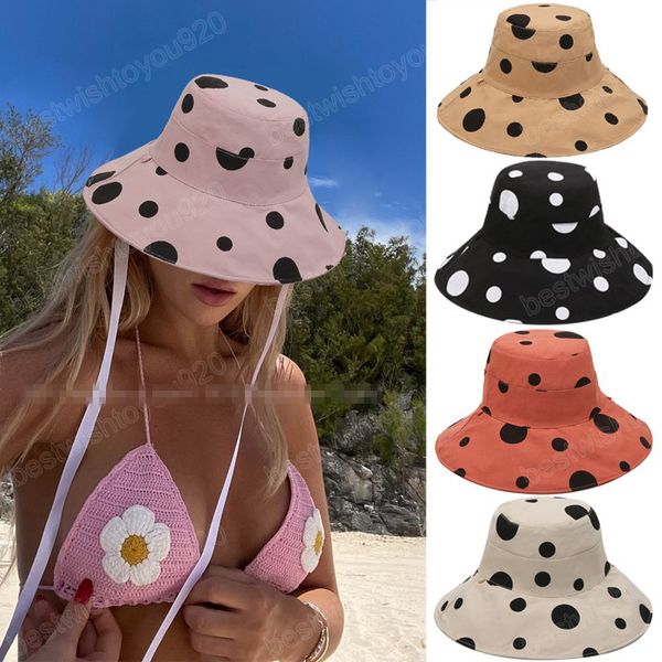 

bucket hats women dot double-sided fisherman hat korean style climbing outdoor sunscreen uv protection sun wide brim hat, Blue;gray