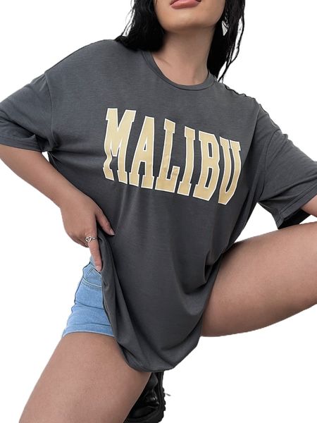 

sxy letter graphic drop shoulder oversized tee p2lw#, White