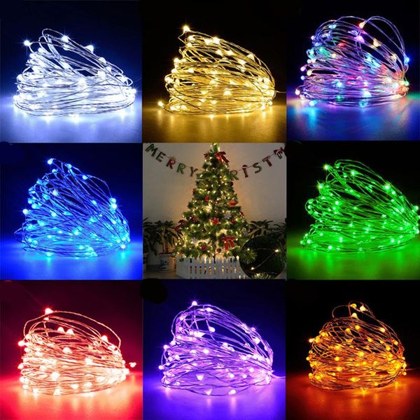 Luzes noturnas LED Fairy Copper Wire String Outdoor Lâmpada de Natal Festoon Garland Light para Ano Wedding Party Decoration