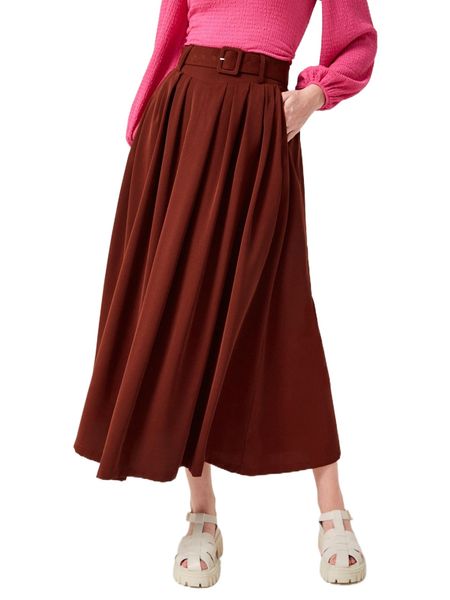 

high waist belted skirt s7o3#, Black